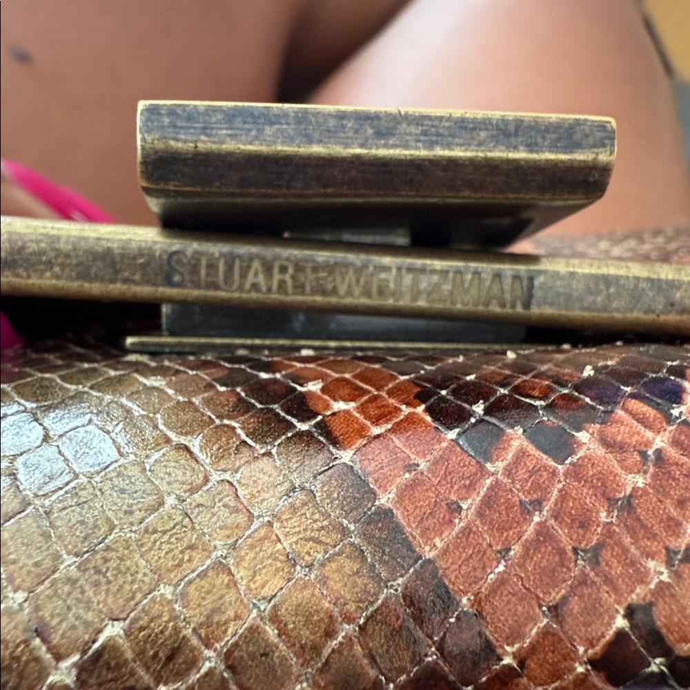 Stuart Weitzman Python Brown And Tan Leather Bag … - image 8